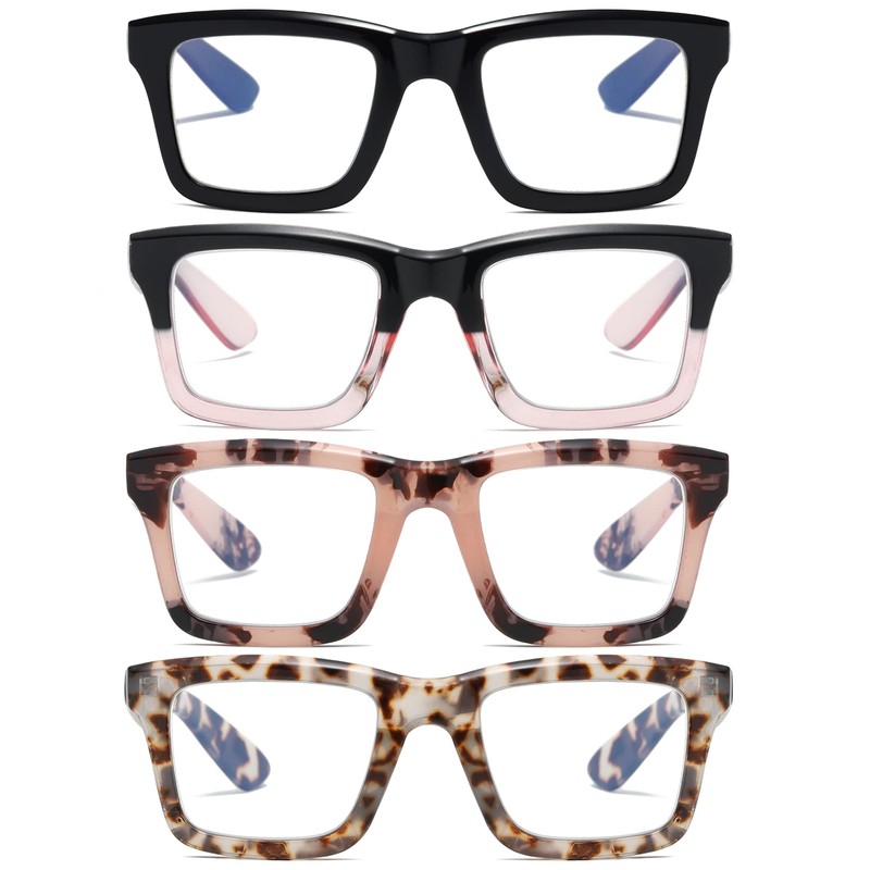 ZXYOO 4 Pack Oprah Style Reading Glasses for Women Men