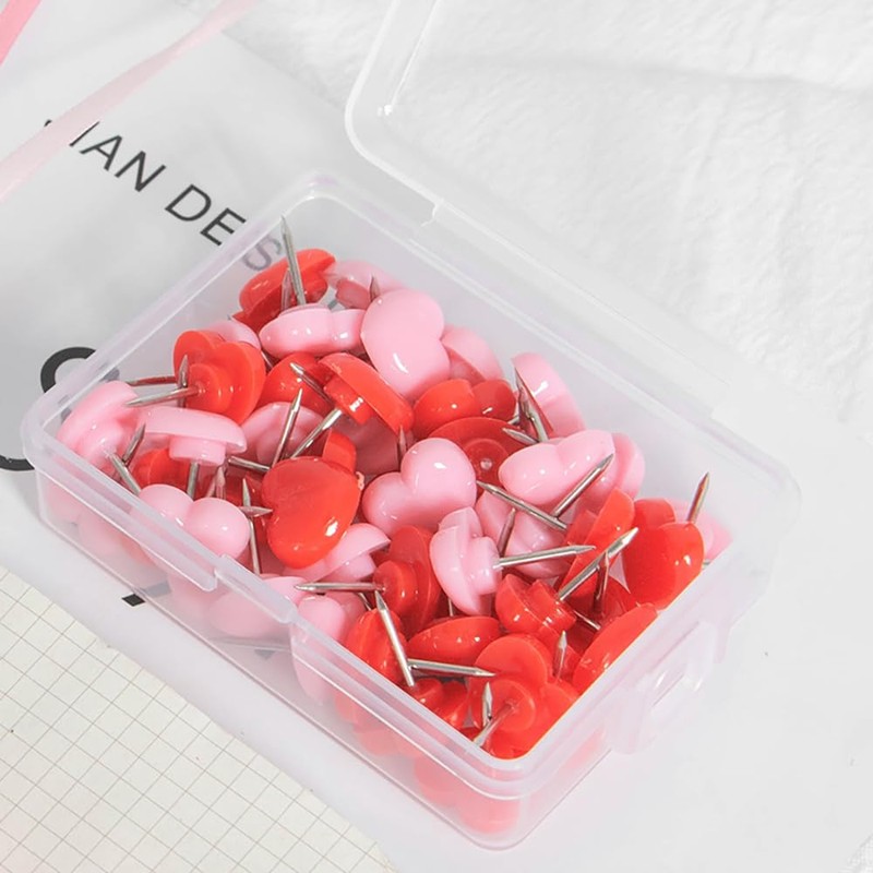 Heart Shape Push Pins - Pink & Red Heart Shape