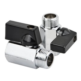 Pack of 2 Mini Ball Valves, Brass Nickel-Plated Shut-off Valve, 3/8 Inch, Female Thread x Male Thread Shut-off Valve, for Tanks, Outdoor Valve, Water Connections