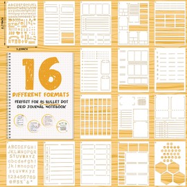 16 Piezas Plantilla de Diario Bala Planificadora de Plástico de Máxima Productividad y Rápida Difusión Útiles Escolares para Cuaderno de Bricolaje Plantillas de Programación A5 Punteado Calendario