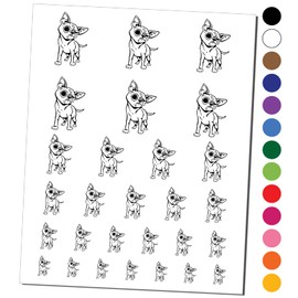 Suspicious Chihuahua Dog Temporary Tattoo Water Resistant Fake Body Art Set Collection - Black (One Sheet)
