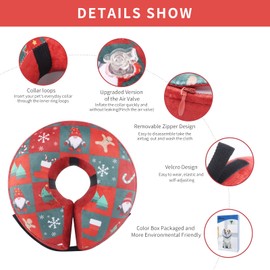 IEUUMLER FC010 Inflatable Dog Collar Adjustable Comfortable Dog Collar Lick Protection for Dogs and Cats After Surgery Prevents Biting and Scratching FC010 (Christmas, M)