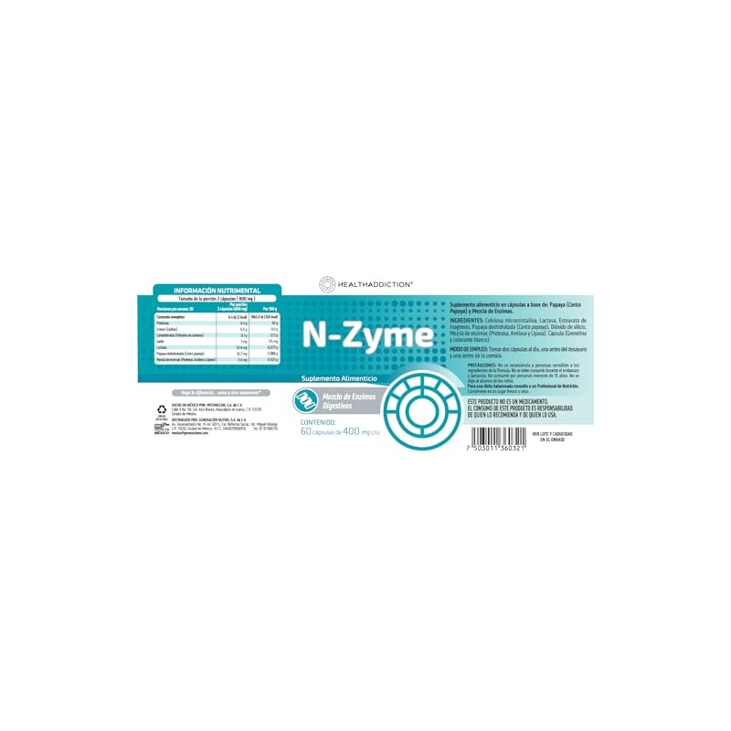 Healthaddiction Pack Enzimas Digestivas Avanzadas Cápsulas 400mg Lactasa Proteasa Amilasa