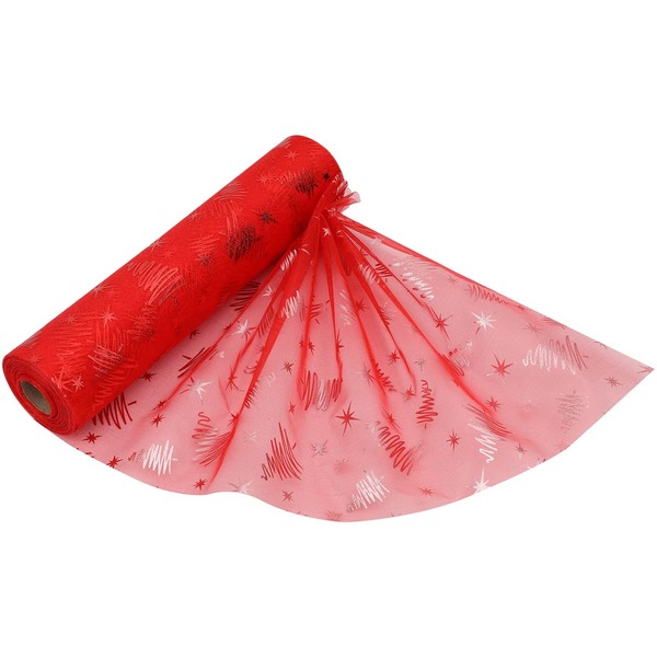 25m x 29cm Organza Roll Snow Sheer Glitter Fabric with