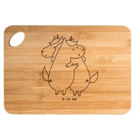 Mr. & Mrs. Panda Bambus - Schneidebrett Einhorn Mitteilung - Geschenk, lustig, Einhörner, Holzschneidebrett, Einhorn Deko, Valentine, Holz Bretter,