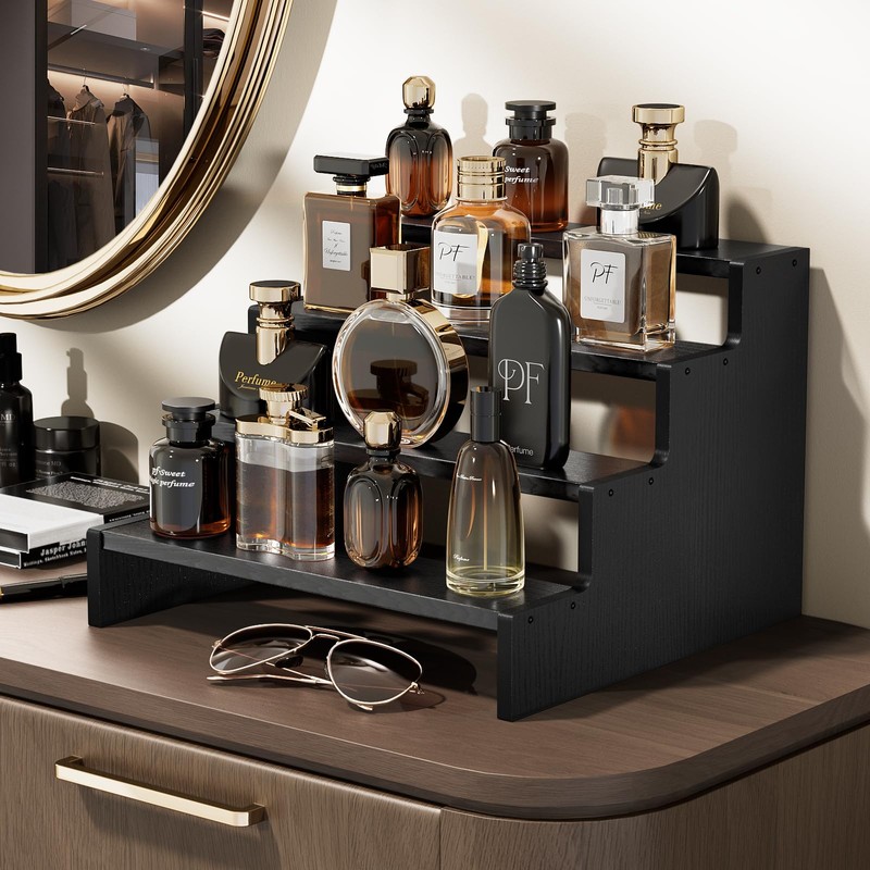 ProCase Wooden Cologne Organizer for Men, 4 Tier Perfume Organizer,
