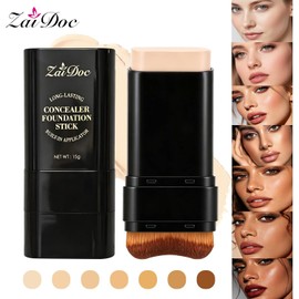 Barra de Base y Corrector 2 en 1, de Larga Duración con Brocha, Cobertura Completa y Cremosa para Ojeras e Imperfecciones, Fórmula Hidratante con Oliva y Camelia, 2.09 oz (05#)