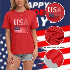 USA Shirt for Women American Flag 1776 Shirts, 4th of July Flag Tee Tops Memorial Day Shirts for Women and Mens