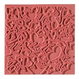 Efco Texture Mat Lovestory, Rubber, Orange, 9 x 9 x 1 cm