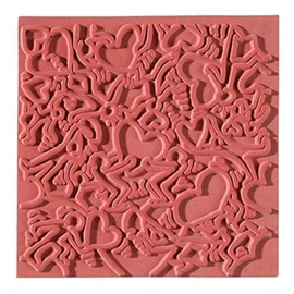 Efco Texture Mat Lovestory, Rubber, Orange, 9 x 9 x 1 cm