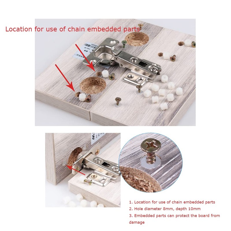 MEETOOT 100pcs Plastic Hinge Dowel Inserts Kit 4x10mm Toothed Machine