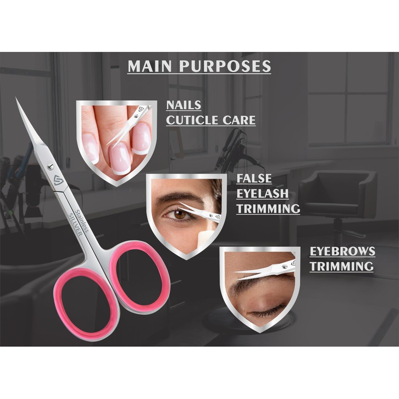 Cuticle Scissors Extra Fine Curved, Super Slim Small Scissors with