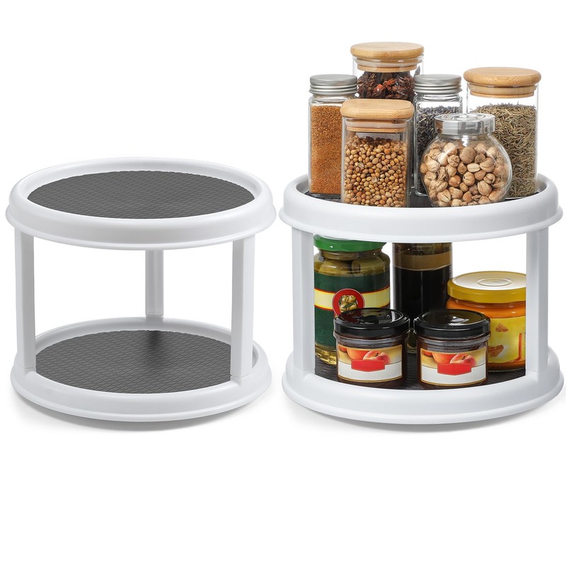 2 Pack, 2 Tier 10" Turntable Lazy Susan Spice Organizer