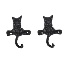 dophee 2PCS Cast Iron Cat Hooks, Heavy Duty Wall Mounted Hanging Hooks Hanger for Hanging Keys Towels Robes Bag Hat Coat Handbag Plant Crafted Home Garden Outdoor Decor, 2.76"x3.94"