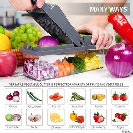 Bemece Vegetable Chopper, Salad Chopper with 8 Blades, Multi-Functional Mandoline Vegetable Cutter, for Cutting Carrot, Garlic, Onion and Potato (14 in 1)