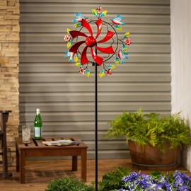 QVC Plow & Hearth Interchangeable Garden Wind Spinner - Color: Red