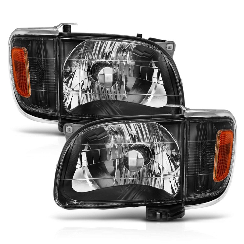 AmeriLite Black Replacement Headlights Assembly Corner Lamp Set For 2001-2004
