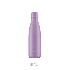 Chilly's Water Bottle - Stainless Steel and Reusable - Leak-Proof, Sweat-Free - Pastel - All Purple, 500 ml