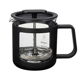 HARIO CPU-2-B Cafe Press U Heat Resistant Glass, Practical Capacity: 10.1 fl oz (300 ml), Black