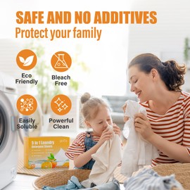 YUCO Laundry Detergent Sheets Citrus Scent 200 Loads (100 Sheets) - Concentrated Liquidless Laundry Washer Soap Sheets for Travel - Recyclable Packaging No Plastic Jug - Eco Friendly