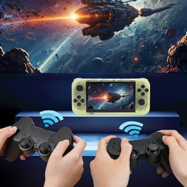 RG50XX Retro Handheld Game Console, Portable Game Emulator with 128GB Card for 5 Inch IPS 800x480 2D 3D Gaming, Supports HD Multimedia Interface TV Output (Yellow)