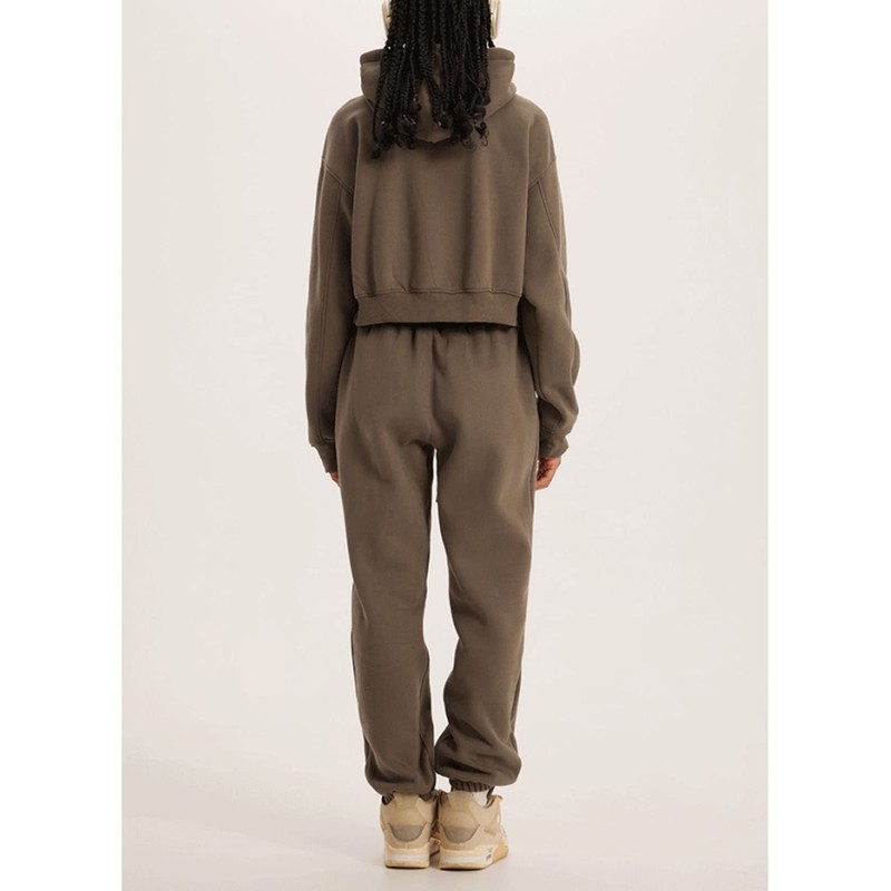 Flygo Womens Fleece 2 Piece Outfits Sweatsuit Crop Pullover Sweatshirt