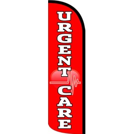 Vista Products URGENT CARE (Red/White) Premium Windless Polyknit Feather Flag (3 x 11.5 feet)