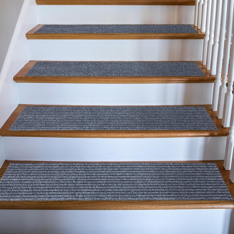 Ottomanson Non-Slip Rubberback Solid Design 8" x 30" Indoor/Outdoor Stair