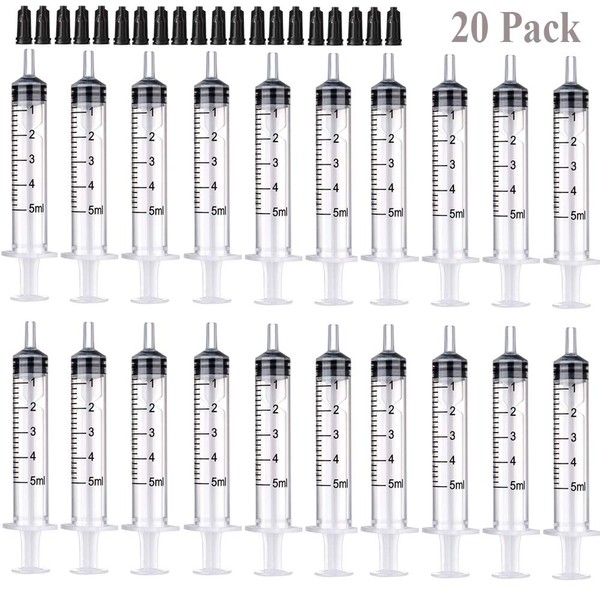 5ml Syringe-s with Caps (20pcs) for Pets or Industrial &