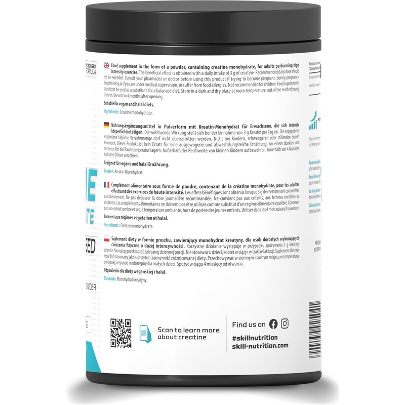 Skill Nutrition Creatine Unflavoured - 500 g | Micronized Creatine