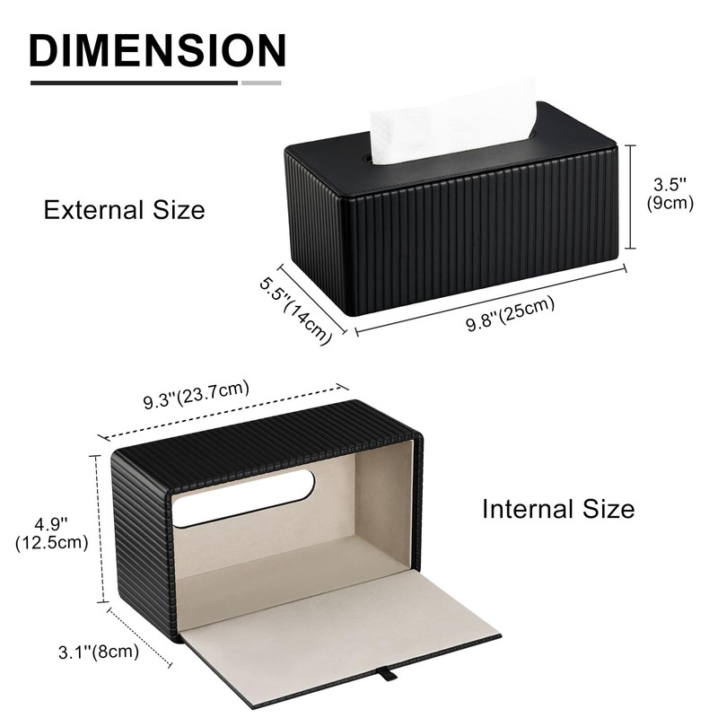 KINGFOM Tissue Box Cover, PU Leather Tissue Box Holder for