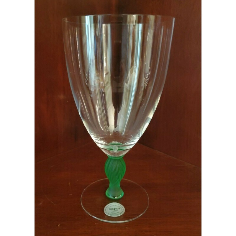 GORHAM CRYSTAL GREEN STEMMED ICED TEA OR WATER GLASS- SET