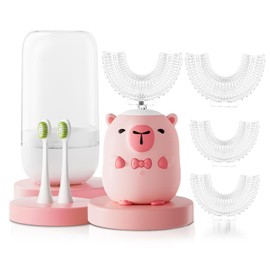 Cepillo De Dientes Eléctrico Para Niños En Forma De U - Carpincho De Dibujos Animados Con 6 Cabezales, Limpieza Bucal Completa, Cepillo De Dientes Sónico Automático Para Niños Pequeños Con Res