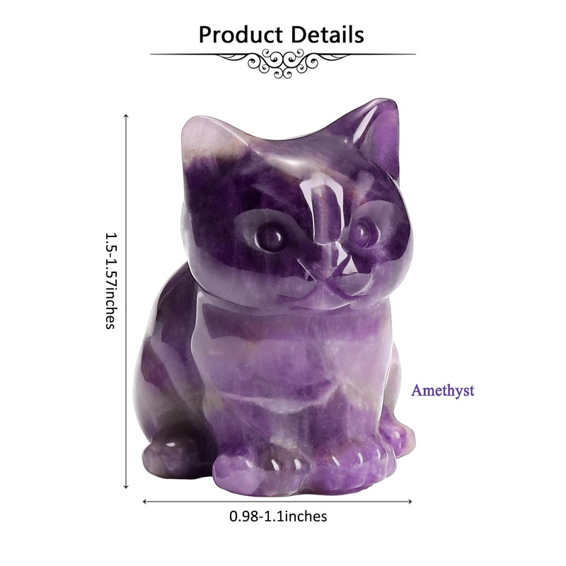 JSDDE Amethyst Crystal Cat Figurine for Cat Lovers Cute Gemstone
