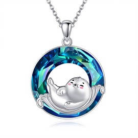 VENACOLY Fat Seal Necklace 925 Sterling Silver Fat Seal Pendant Jewellery Gifts for Women Fat Seal Lovers