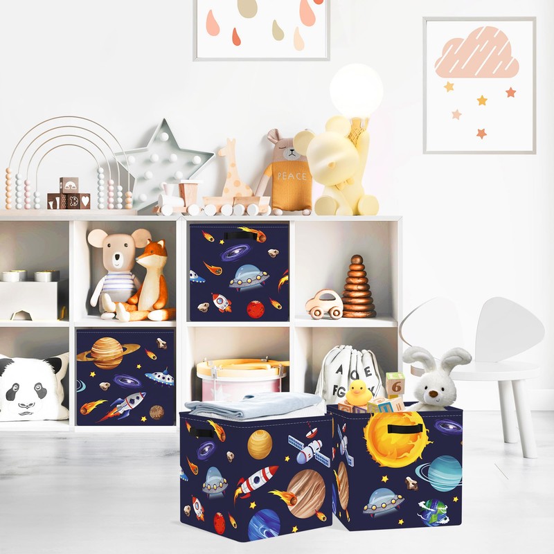 Clastyle Cosmic Space Kid Storage Cube Organizer Set Planets Stars