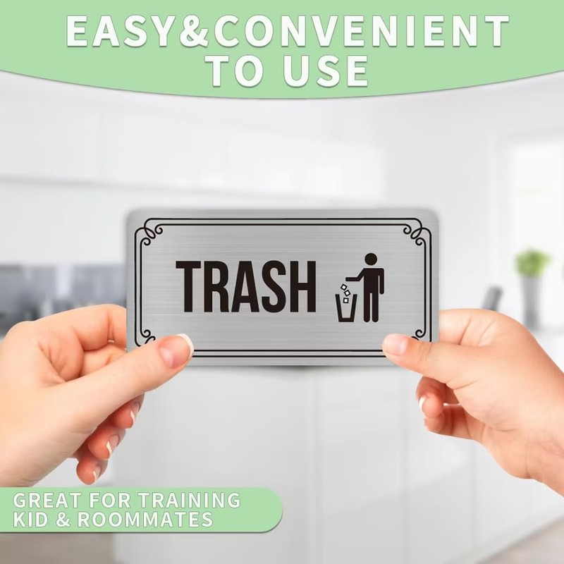 Recycle Stickers for Trash Bins,Magnetic Recycling Stickers for Trash Can,Silver