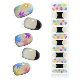 Semi Cured Gel Nail Strips Extra Long Salon-Quality Gel Nail Stickers Long Lasting Nail Wraps for Women Short Nails (Maple Forest P10)