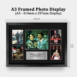 HWC Trading Sylvester Stallone & Carl Weathers Rock 1 Gifts Printed Signed Autograph Presentation Display for Movie Memorabilia Fans - A3 Framed