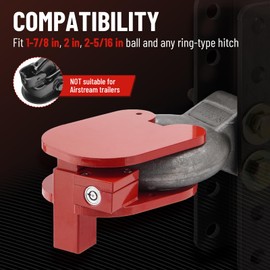 TRUCFUSION Ball and Ring Trailer Hitch Lock Fit for 1-7/8", 2", 2-5/16" Ball and Ring-Type Hitch, Trailer Coupler Lock with 2 Keys