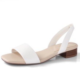 Ankis Low Heel Women Sandal Square Open Toe Brown Black White Leather Flat Sandal Comfortable Summer Slip on Slide Shoe Casual Beach Party Wedding 2025