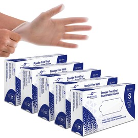 MediHands Clear Vinyl Gloves Small Disposable Surgical Gloves, Box of 500 Powder Free Latex Free & Protein Free, Medical Gloves, Food, Multi Use