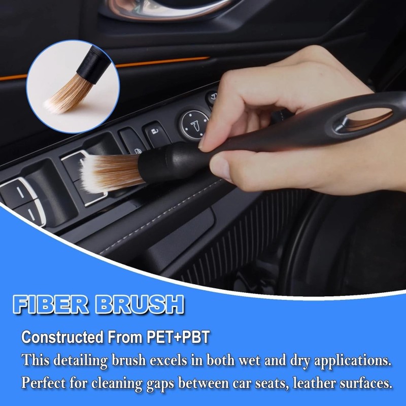 TTRCB 7PCS Car Detailing Brush Set, Ultra Soft Boars Hair