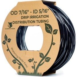 CARPATHEN 100ft Drip Irrigation Tubing - Mainline - (5/16" ID - 7/16" OD) Black PVC Water Line