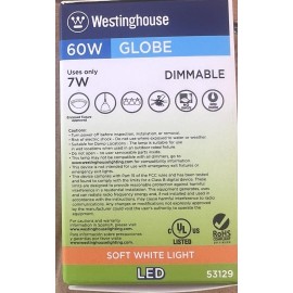Westinghouse G16.5 7w Dimmable Led 60w Equivalent Medium Base Light Bulb