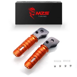 MZS Motorcycle Foot Pegs, Aluminum Rear Passenger Footpegs Footrest Rest Pedal Orange Compatible with 200 250 390 401 Models
