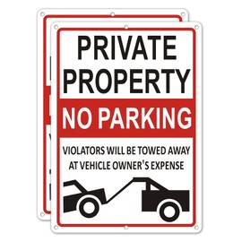 KooMate (2 Pack) Premium Metal No Parking Signs Will Be Towed, 14" x 10" Heavy Duty Aluminum Private Property No Parking Sign, Outdoor Use, Weather Resistant