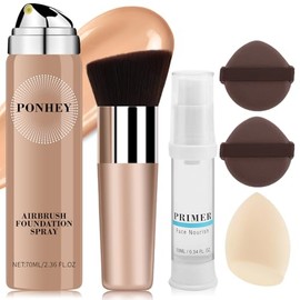 Ponhey AirBrush Foundation Spray, Silky Mist Makeup, Full Coverage Foundation for Smooth Radiant Finish, Breathable Lightweight Hydrating