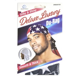 Dream Deluxe Du-Rag US Stars Stripes Smooth & Thick, Stretchable, Wrinkle Free, 100% Polyester