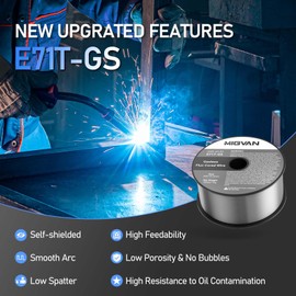 MIGVAN Flux Core Welder Wire .030 Diameter, E71T-GS Gasless Mig Welding Wire 2-Pound/1Kg Strong Spool, Self-shielded Mild Steel Compatible With Lincoln Miller Forney Harbor Welder